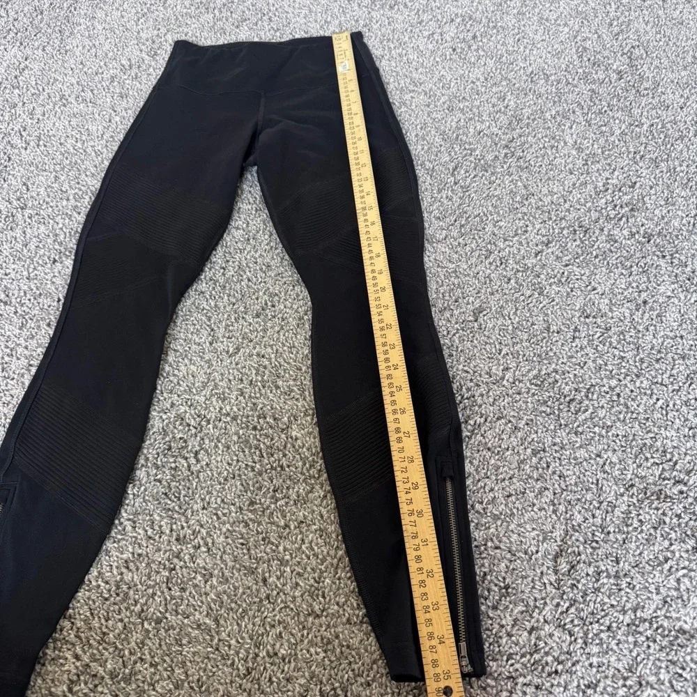Athleta Textured Moto Ribbing Functional Ankle Zippers Women's XS Black Leggings